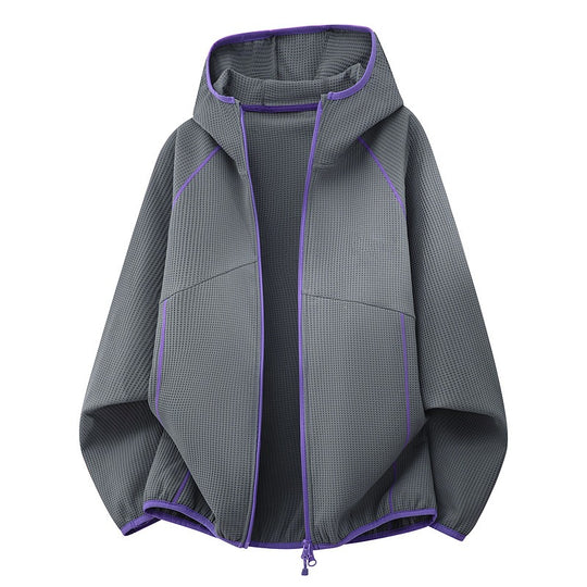 Damen Kapuzenjacke aus atmungsaktivem Waffelstrick mit oversized Schnitt und Reißverschluss Nord Taschen