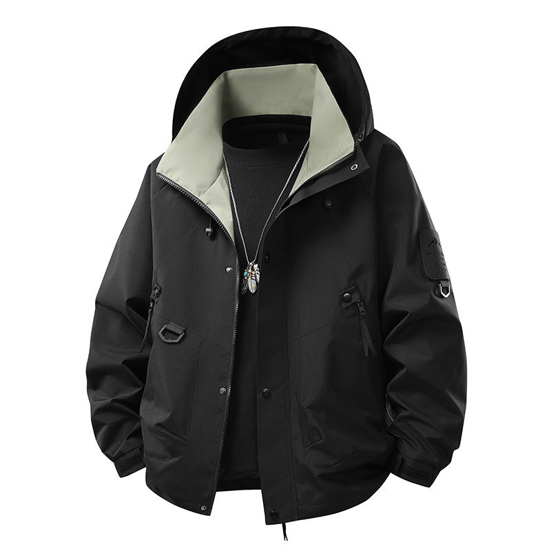 Herren Wasserabweisende Kapuzen‑Utility‑Jacke mit Multitaschen, Kordelzug und Reißverschluss Nord Taschen