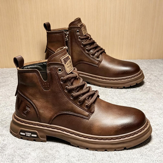Herren Robuste Leder Boots Nord Taschen