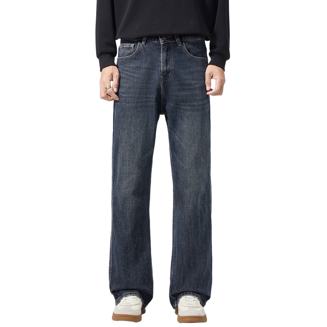 Herren Weitgeschnittene Denimjeans mit mittlerer Leibhöhe und Used-Optik Nord Taschen