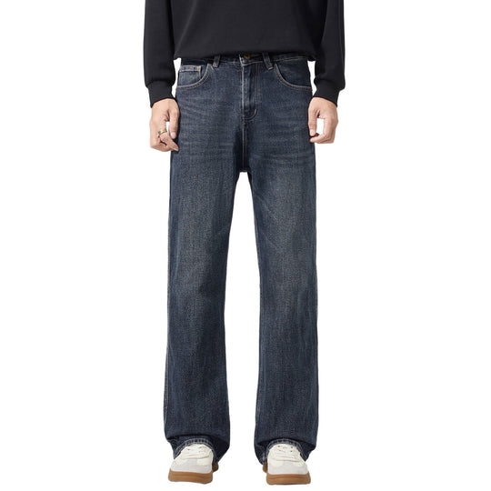 Herren Weitgeschnittene Denimjeans mit mittlerer Leibhöhe und Used-Optik Nord Taschen