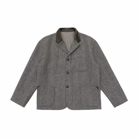 Herren Glencheck-Blousonjacke mit Lederkragen und großen Pattentaschen Nord Taschen