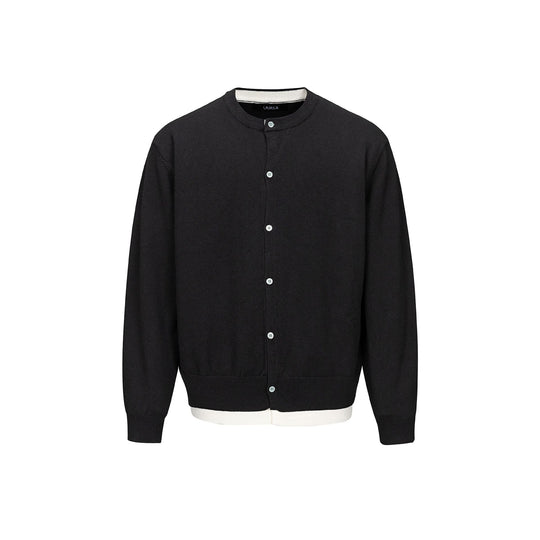 Herren Feinstrick-Cardigan mit Rundhals, durchgehender Knopfleiste und geripptem Saum Nord Taschen