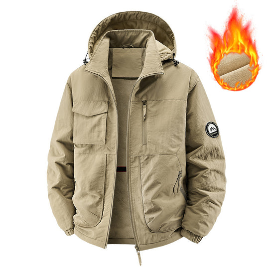 Herren Gefütterte Outdoorjacke mit Fleece-Innenfutter und multifunktionalen Utility-Taschen Nord Taschen