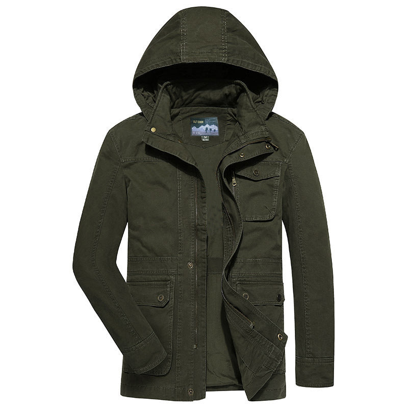 Herren robuste Canvas-Feldjacke mit Kapuze, Mehrfach-Taschen und verstärkten Nähten Nord Taschen