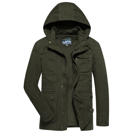 Herren robuste Canvas-Feldjacke mit Kapuze, Mehrfach-Taschen und verstärkten Nähten Nord Taschen