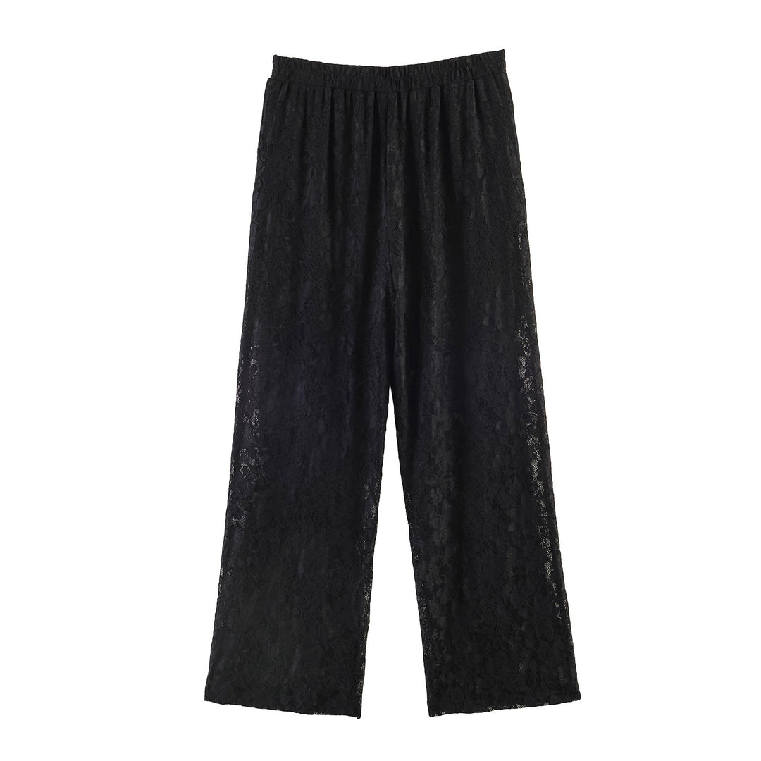 Damen Hochelastische Spitzenhose mit weitem Bein und hoher Taille Nord Taschen