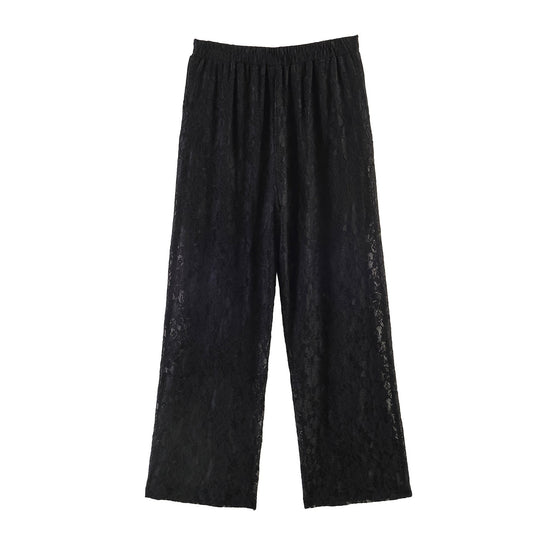 Damen Hochelastische Spitzenhose mit weitem Bein und hoher Taille Nord Taschen