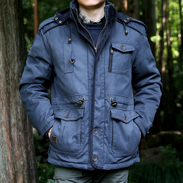 Herren  gewatteter Fieldparka mit Kapuze, Schulterklappen und multifunktionalen Taschen Nord Taschen