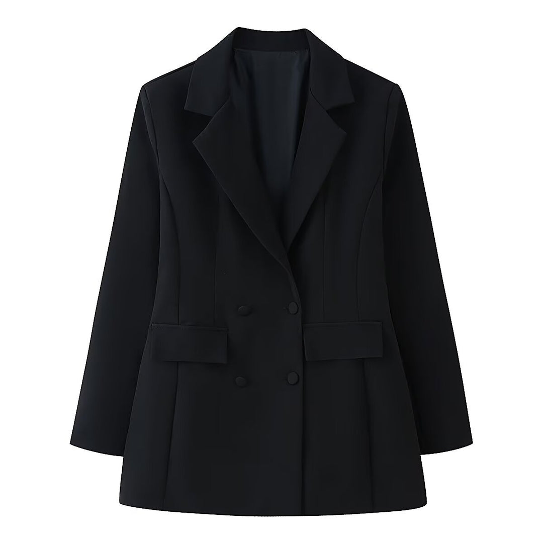 Damen taillierter Doppelreiher-Blazer mit Pattentaschen und Wiener Nähten Nord Taschen