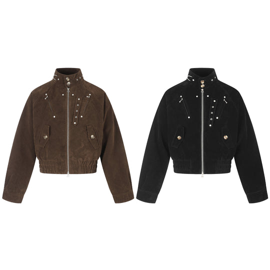 Herren Veloursleder‑Bomberjacke im Pilotenstil Nord Taschen