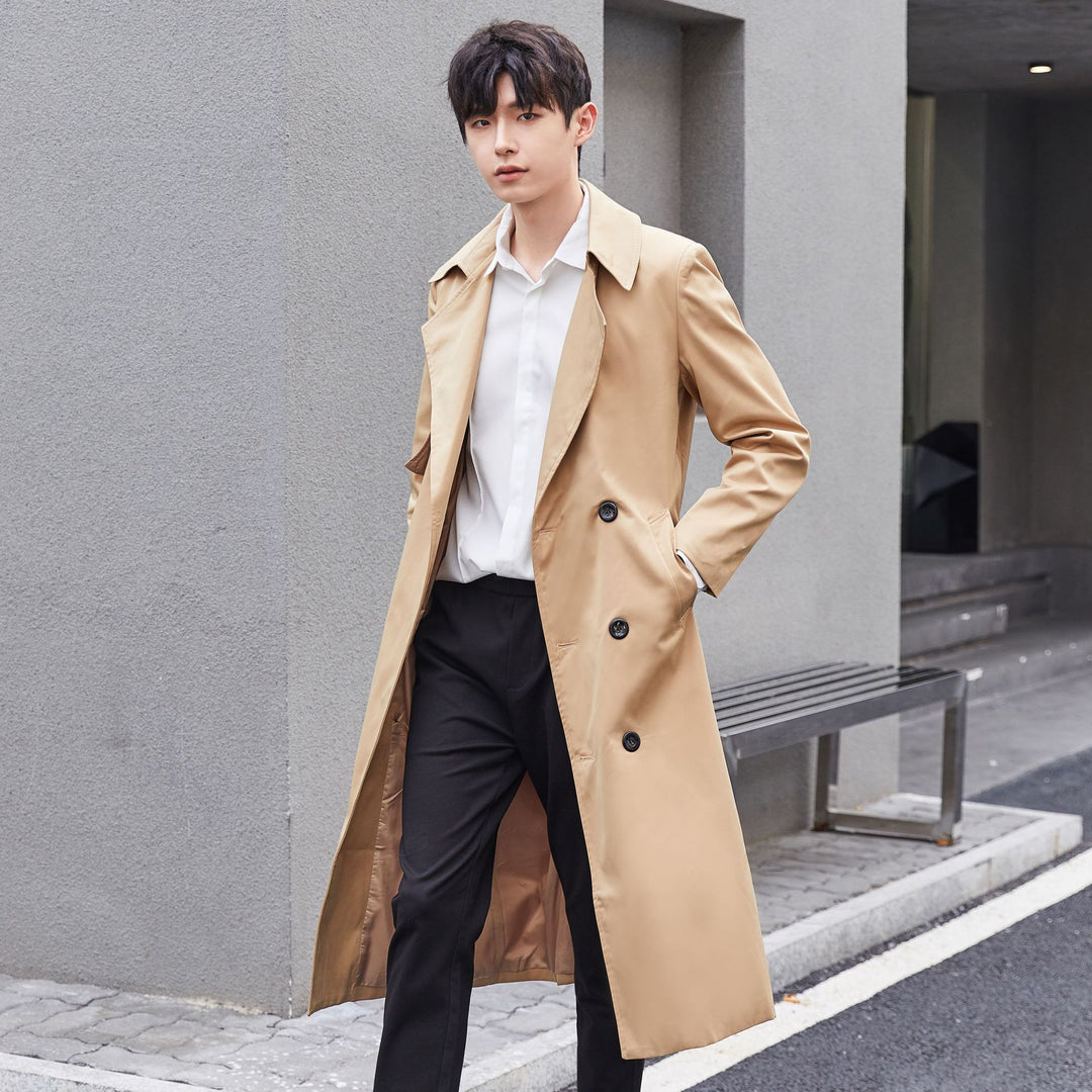 Herren Leichter Trenchcoat mit Doppelreiher, tailliertem Schnitt und windabweisender Oberfläche Nord Taschen