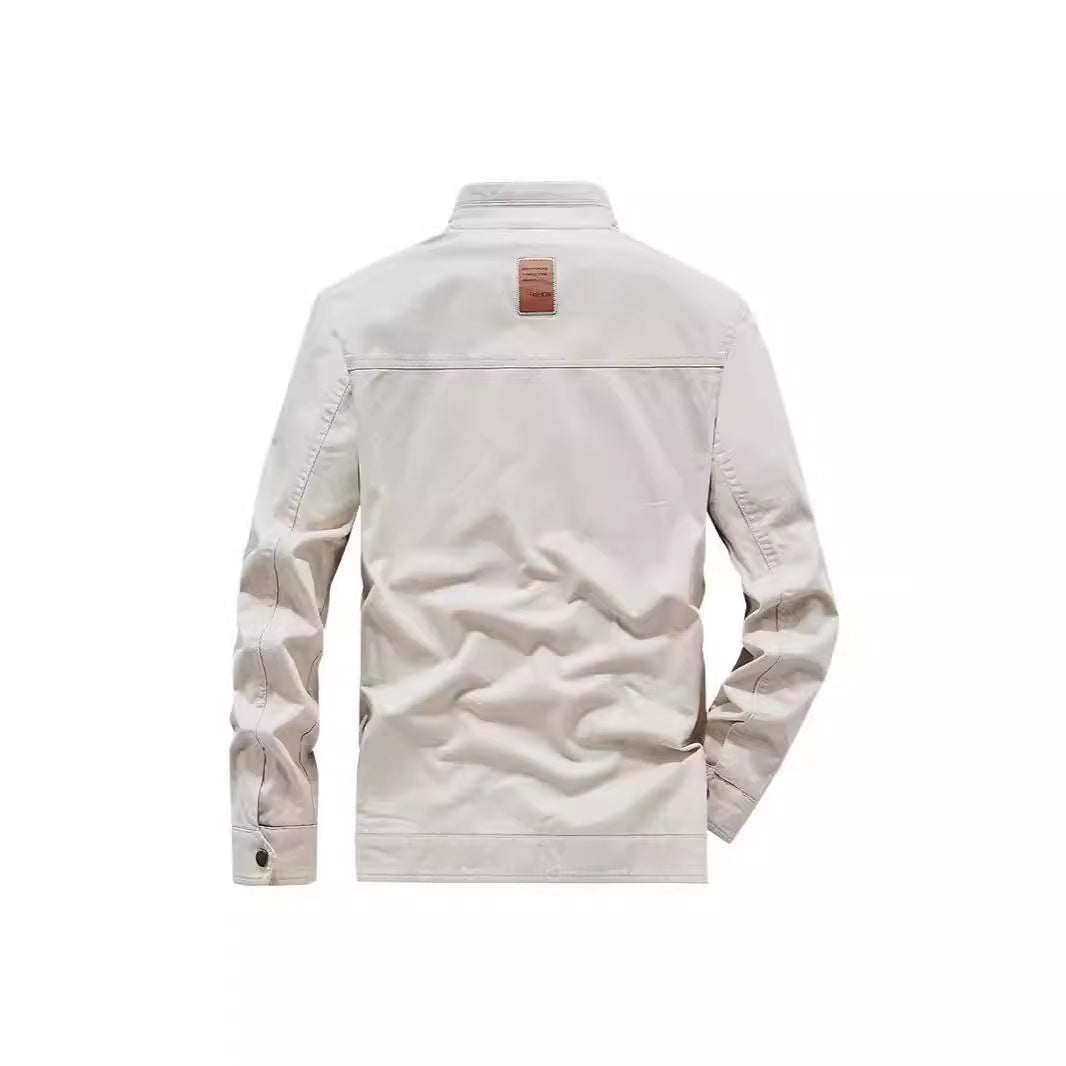 Herren Leichte Übergangsjacke mit Stehkragen, Frontreißverschluss und Innengrafik Nord Taschen