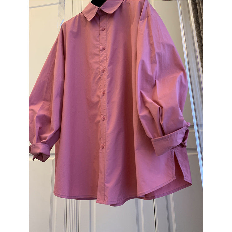 Damen Oversize-Popeline-Bluse mit Ballonärmeln, Hemdkragen und abgerundetem Saum Nord Taschen