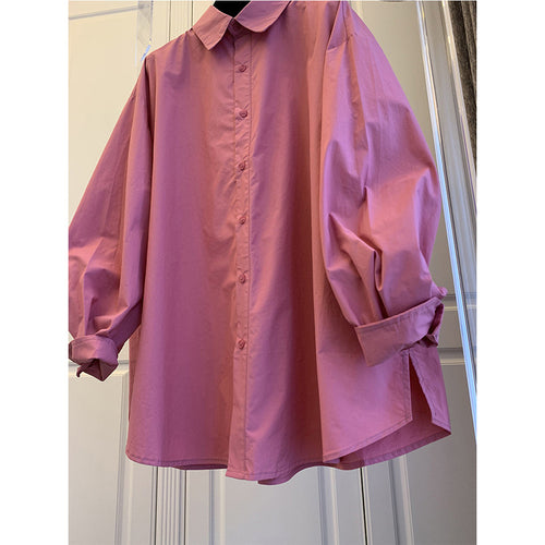 Damen Oversize-Popeline-Bluse mit Ballonärmeln, Hemdkragen und abgerundetem Saum Nord Taschen