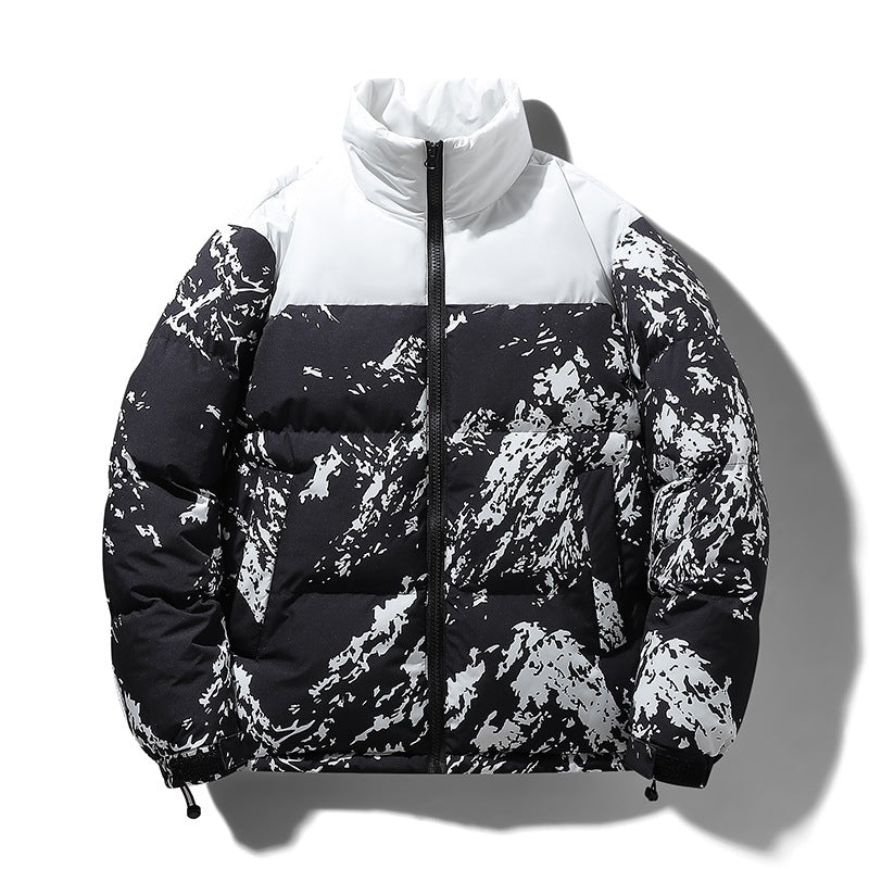 Herren Wattierte Steppjacke mit Camouflage‑Print, hohem Stehkragen & verstellbarem Saum Nord Taschen