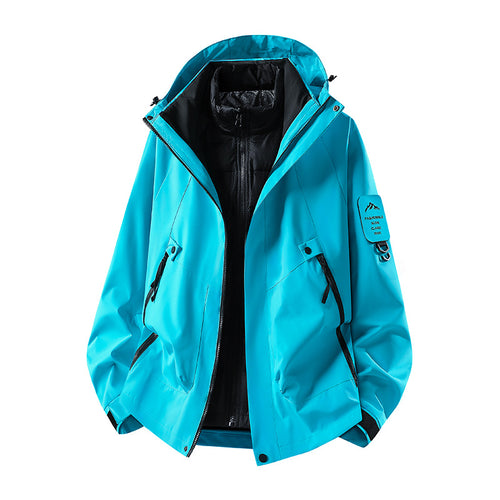 Herren Zwei-in-eins Wetterschutzjacke mit abnehmbarer Steppweste und verstellbarer Kapuze Nord Taschen