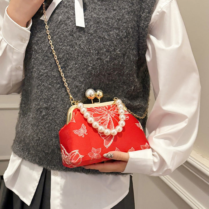 Damen elegante Abendtasche mit Perlenbesatz Nord Taschen
