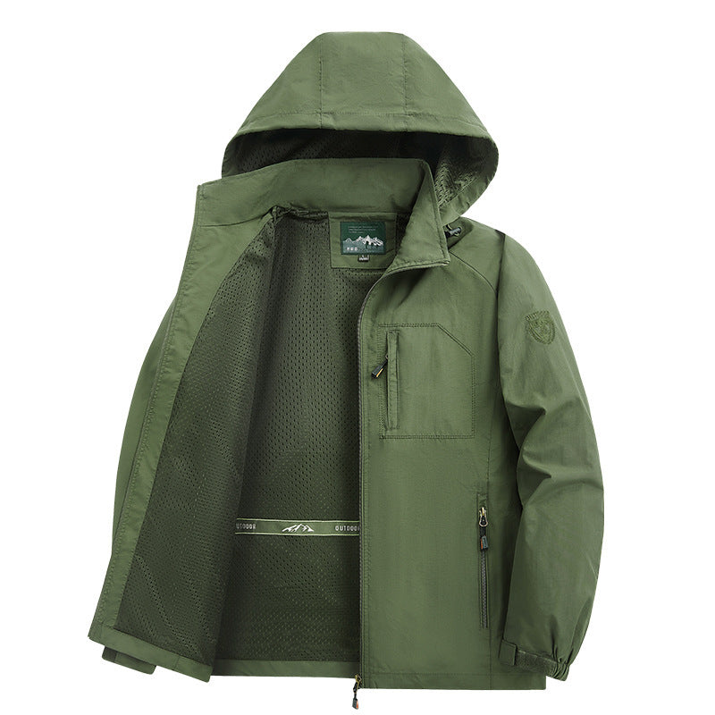 Herren  leichte wasserabweisende Übergangsjacke mit Kapuze und funktionalen Reißverschlusstaschen Nord Taschen