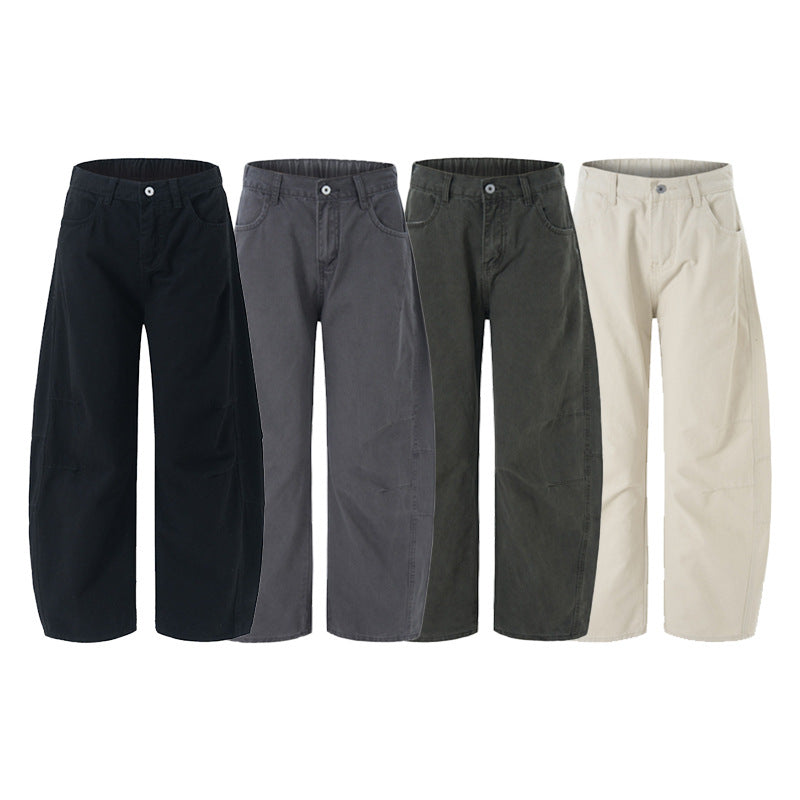 Damen Weite hochtaillierte Canvas-Hose mit elastischem Rückbund und Utility-Nähten Nord Taschen