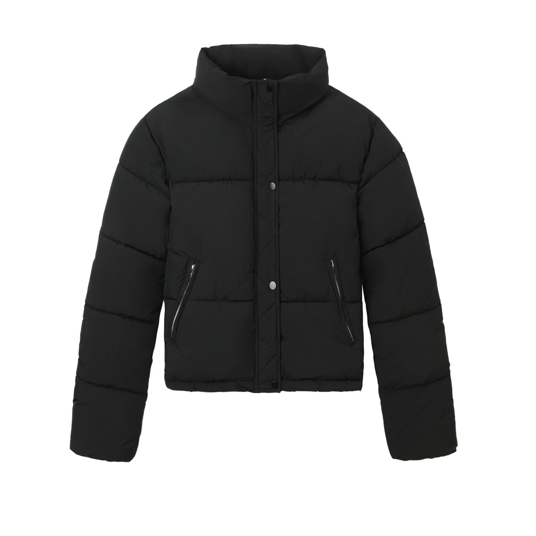 Damen Boxy-Pufferjacke mit hohem Stehkragen und verdeckter Druckknopfleiste Nord Taschen