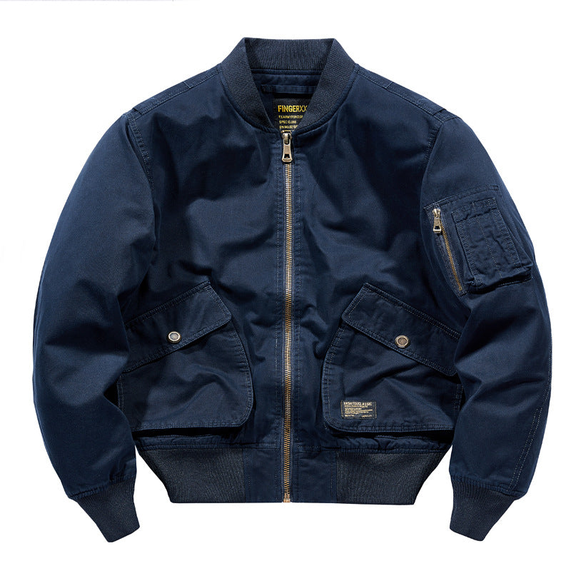 Men's  rugged cotton-twill short-length flight bomber with oversized angled flap pockets and zip sleeve tool pouch Nord Taschen