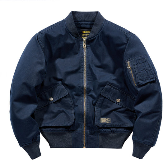 Men's  rugged cotton-twill short-length flight bomber with oversized angled flap pockets and zip sleeve tool pouch Nord Taschen