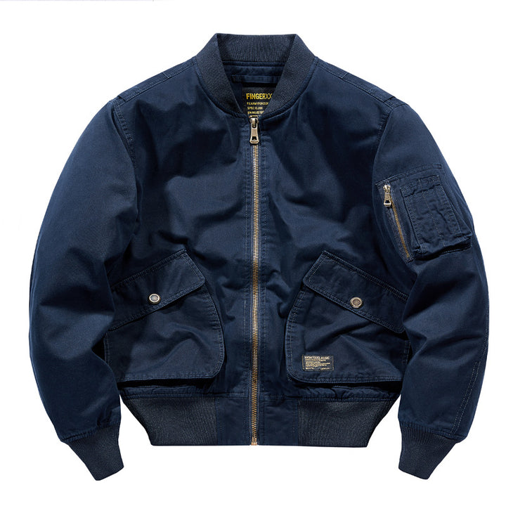 Men's  rugged cotton-twill short-length flight bomber with oversized angled flap pockets and zip sleeve tool pouch Nord Taschen