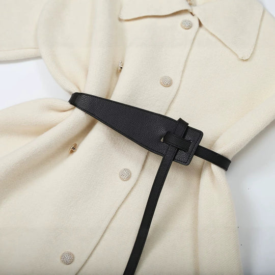 Damen Cropped Bouclé-Mantel mit asymmetrischem Schalkragen und dekorativem Gürtel Nord Taschen