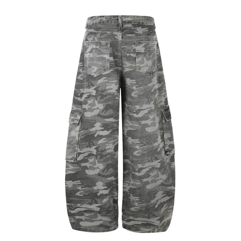 Damen Weite Cargo-Hose im Camouflage-Look mit Applikationen und Multi-Taschen Nord Taschen