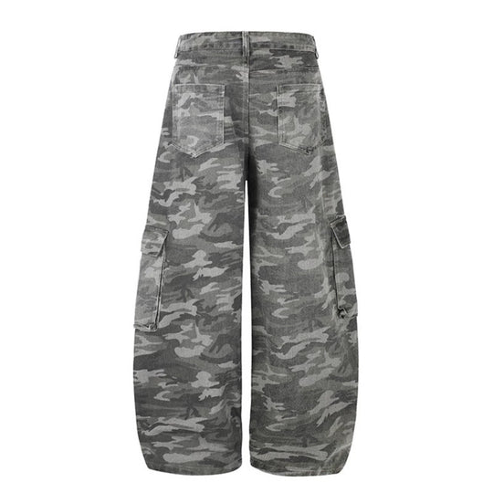 Damen Weite Cargo-Hose im Camouflage-Look mit Applikationen und Multi-Taschen Nord Taschen