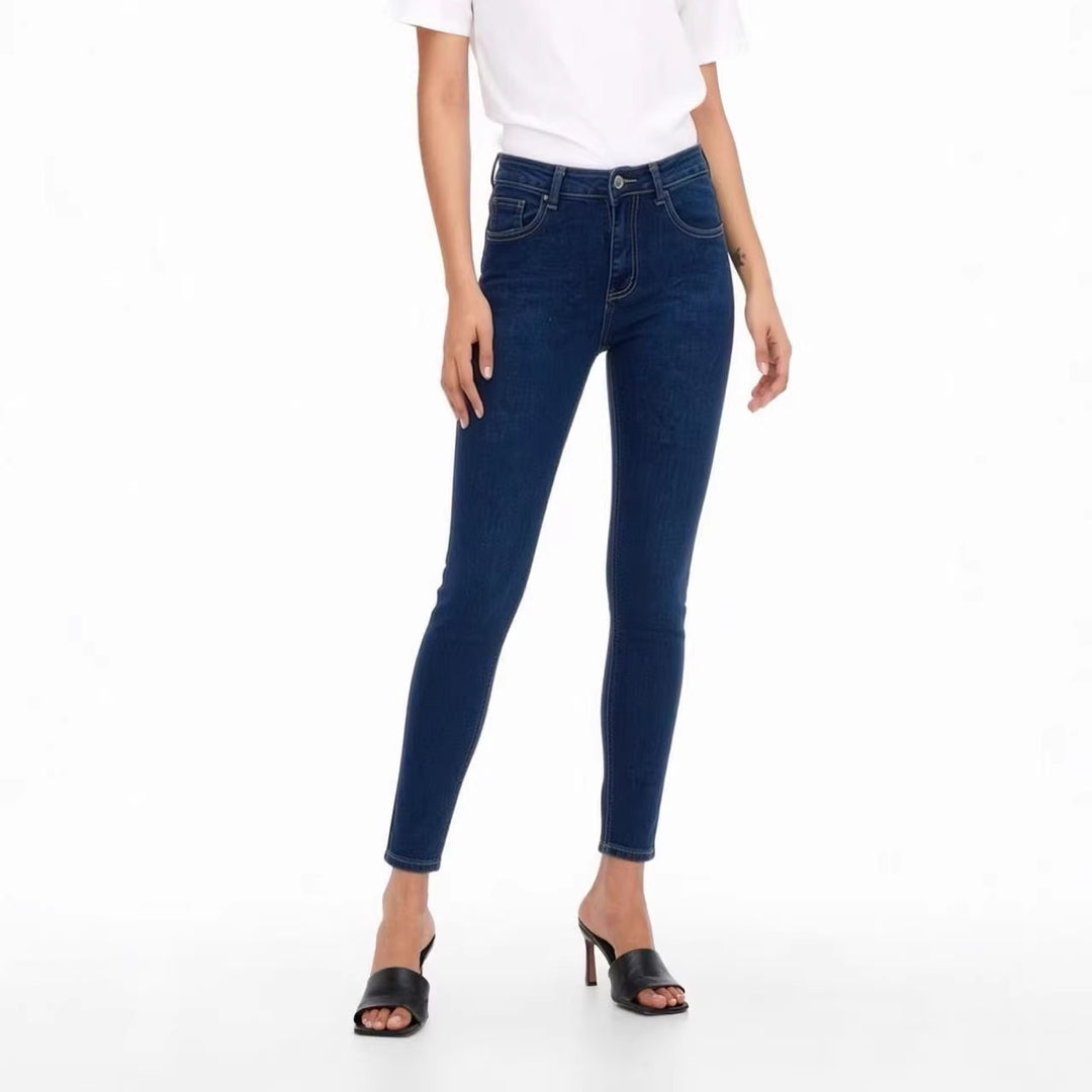 Damen hochgeschnittene Skinny-Jeans mit figurformendem Stretch und knöchellanger Passform Nord Taschen