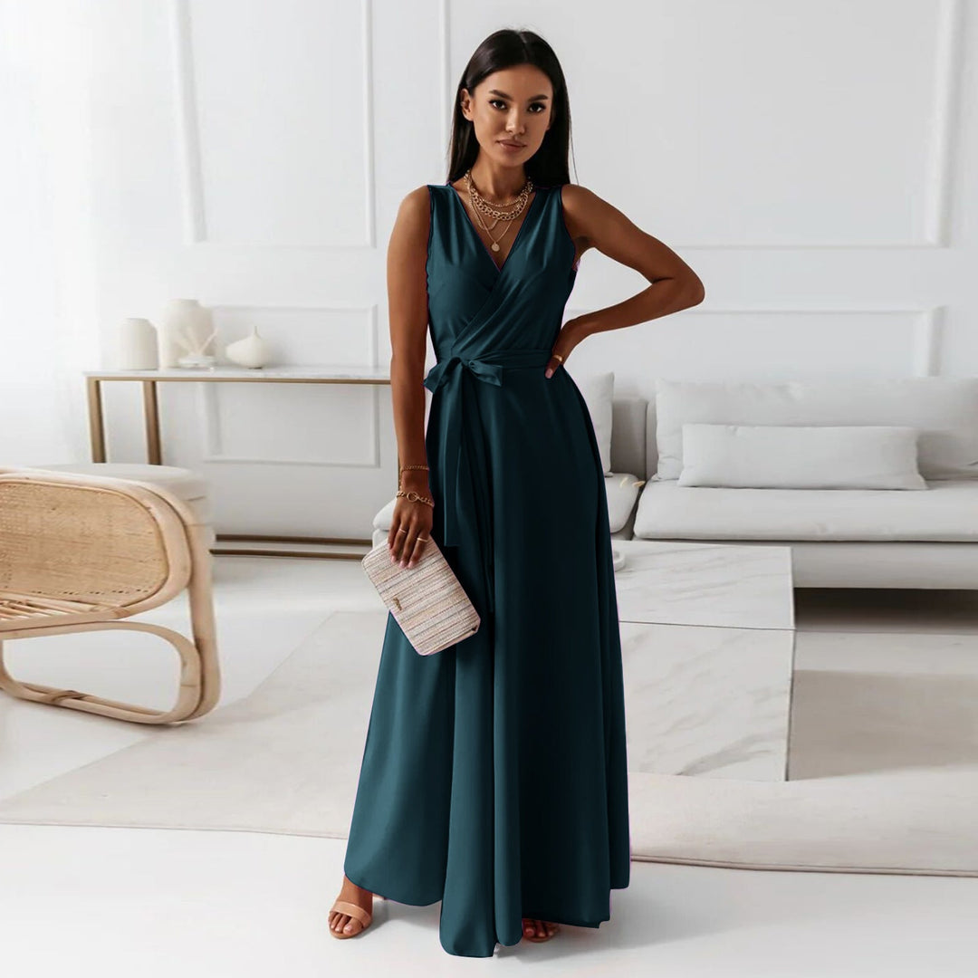 Damen elegantes Wickelkleid mit Taillengürtel