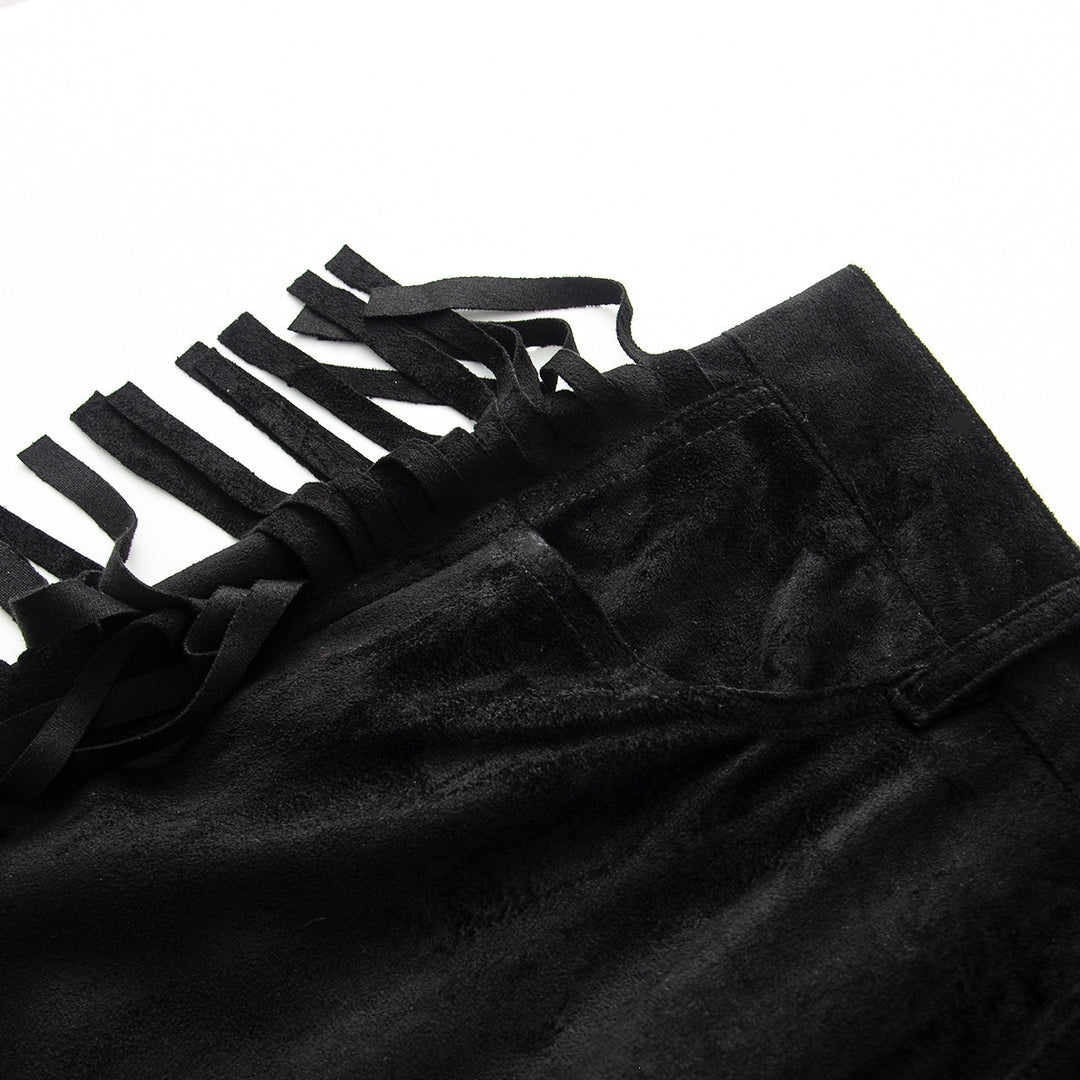 Damen Weite Highwaist-Hose mit seitlichen Fransen und weitem Bein Nord Taschen