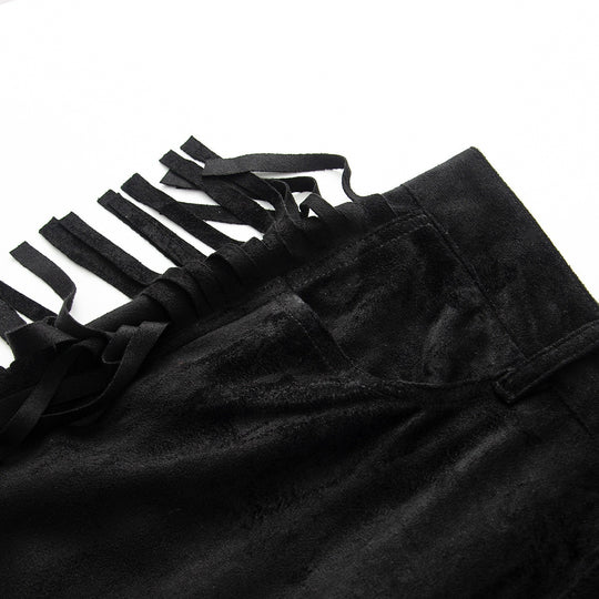 Damen Weite Highwaist-Hose mit seitlichen Fransen und weitem Bein Nord Taschen