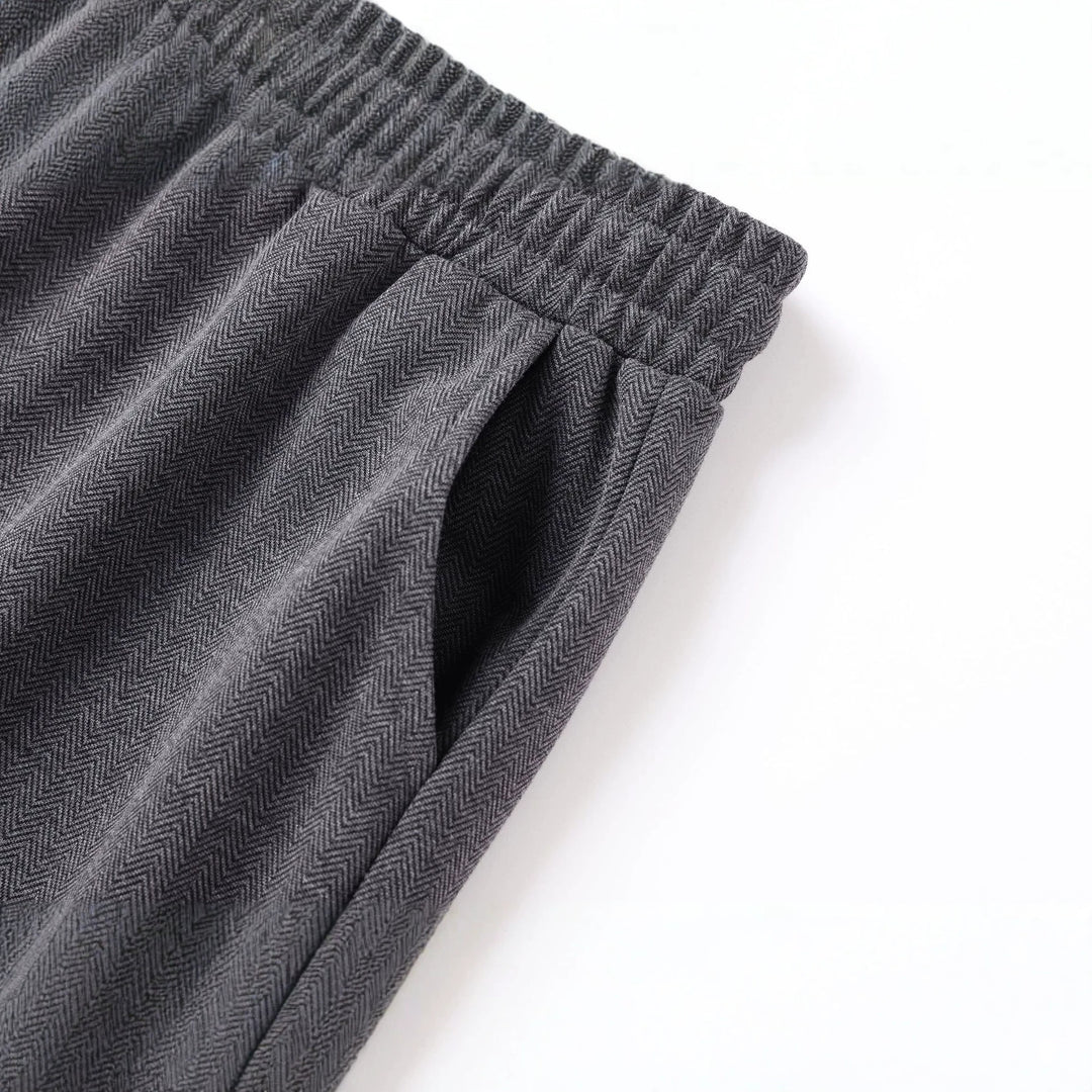 Herren Jogginghose mit Fischgrätmuster, elastischem Bund und Kordelzug Nord Taschen