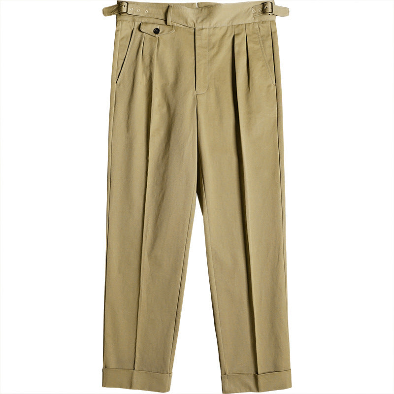 Herren Bundfaltenhose mit verstellbaren Seitenschnallen und Umschlag Nord Taschen