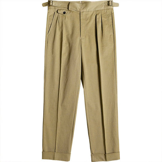 Herren Bundfaltenhose mit verstellbaren Seitenschnallen und Umschlag Nord Taschen
