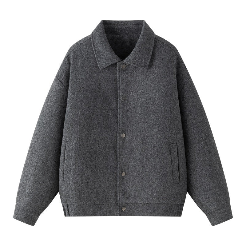 Herren Oversize-Collegejacke aus Wollmix mit Druckknopfleiste und verdeckten Eingrifftaschen Nord Taschen