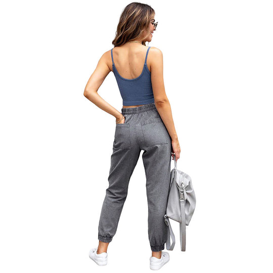 Damen Denim-Joggerhose mit Cargo-Taschen und elastischem Tunnelzugbund Nord Taschen