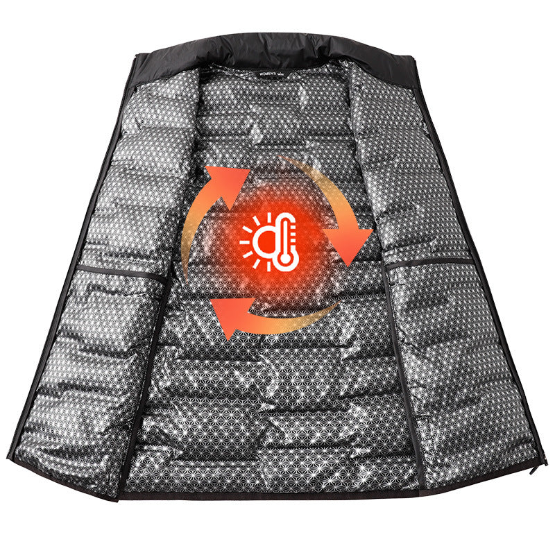 Herren Ultraleichte gesteppte Thermoweste mit reflektierendem Innenfutter und Stehkragen Nord Taschen
