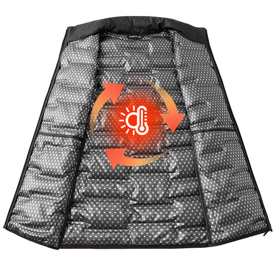 Herren Ultraleichte gesteppte Thermoweste mit reflektierendem Innenfutter und Stehkragen Nord Taschen