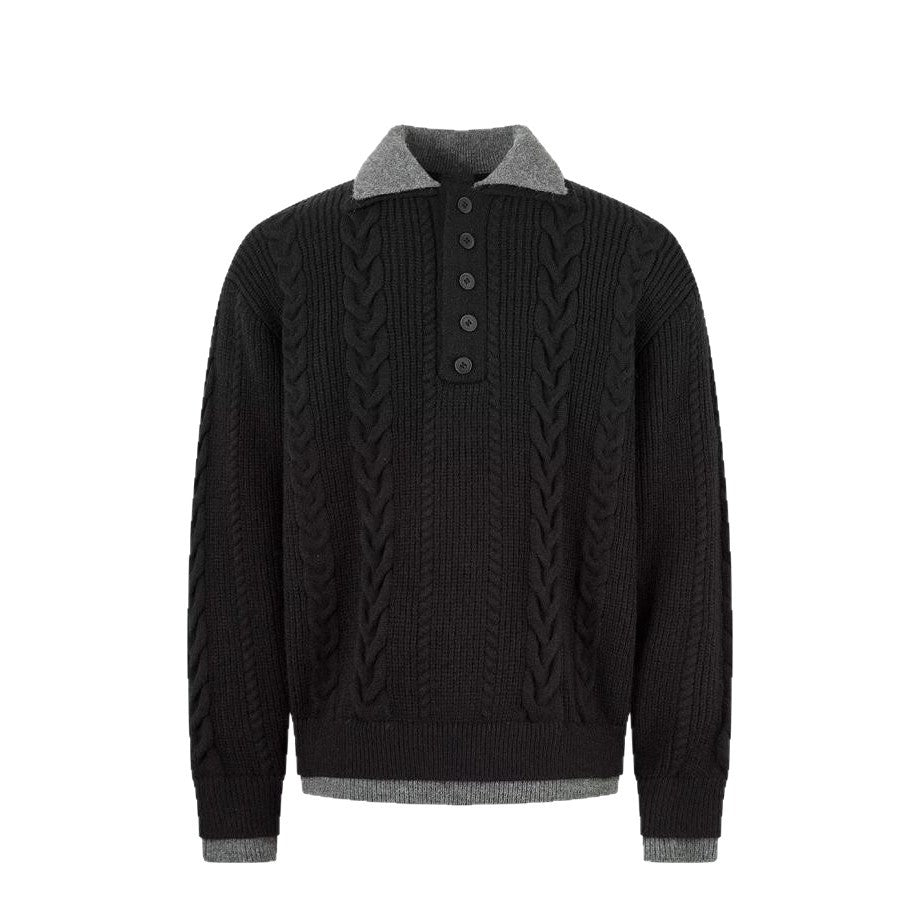 Herren Modischer Grobstrickpullover mit Polokragen Nord Taschen