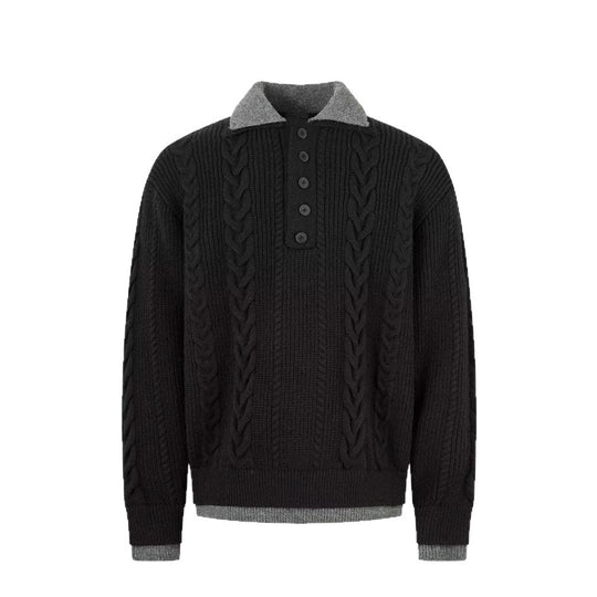 Herren Modischer Grobstrickpullover mit Polokragen Nord Taschen