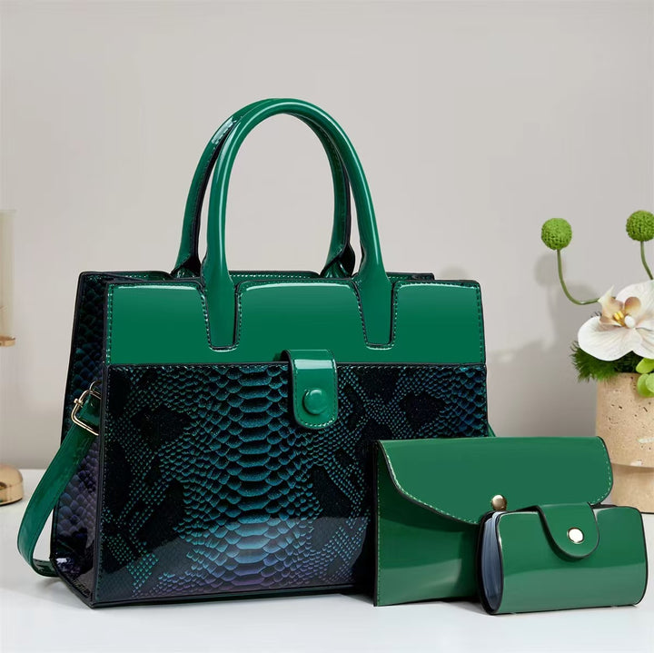 Damen Designer-Handtasche mit strukturiertem Schlangenleder-Look und abnehmbarer Clutch Nord Taschen