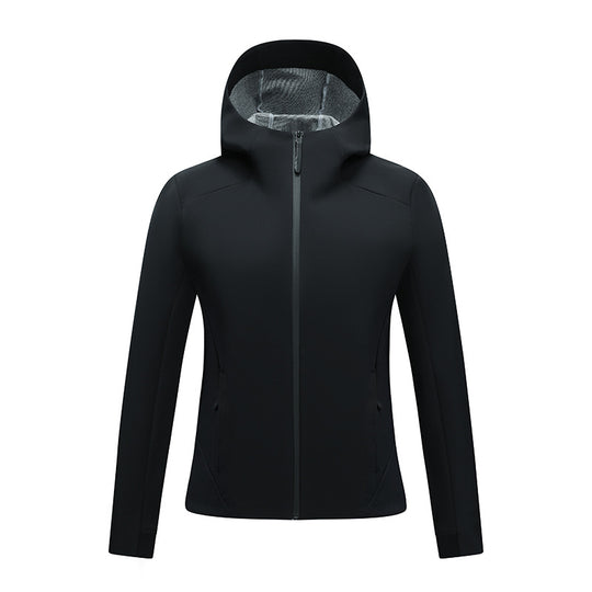 Damen Softshell-Jacke mit Kapuze, taillierte und winddichte Outdoorjacke Nord Taschen