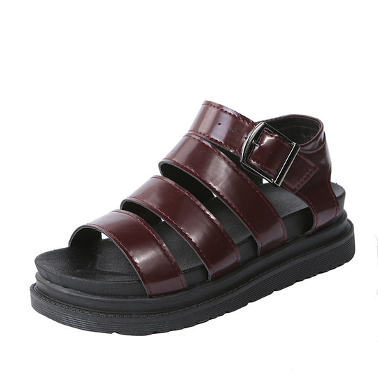 Damen  komfortable Gladiator‑Sandale mit extra gedämpftem Komfortfußbett, vier breiten Riemen und verstellbarer Metallschnalle Nord Taschen