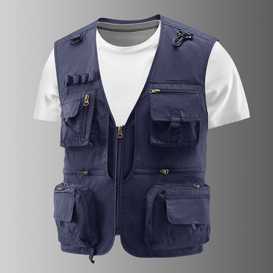 Herren Multifunktionale Cargo-Utility-Weste mit zahlreichen Reißverschlussfächern und D-Ringen Nord Taschen