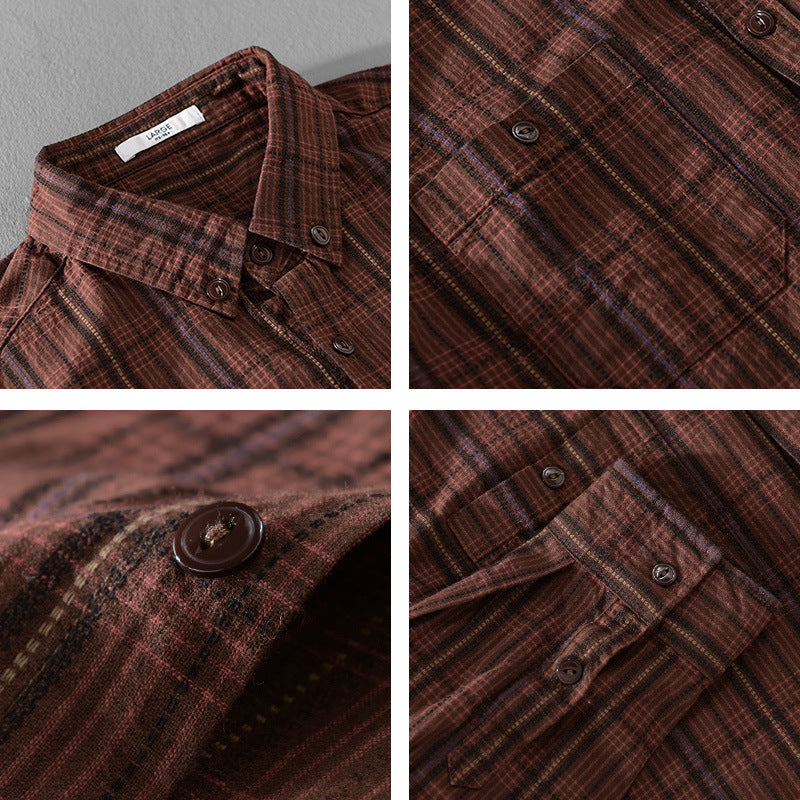Herren Kariertes Flanell-Overshirt mit Button-Down-Kragen und aufgesetzten Brusttaschen Nord Taschen