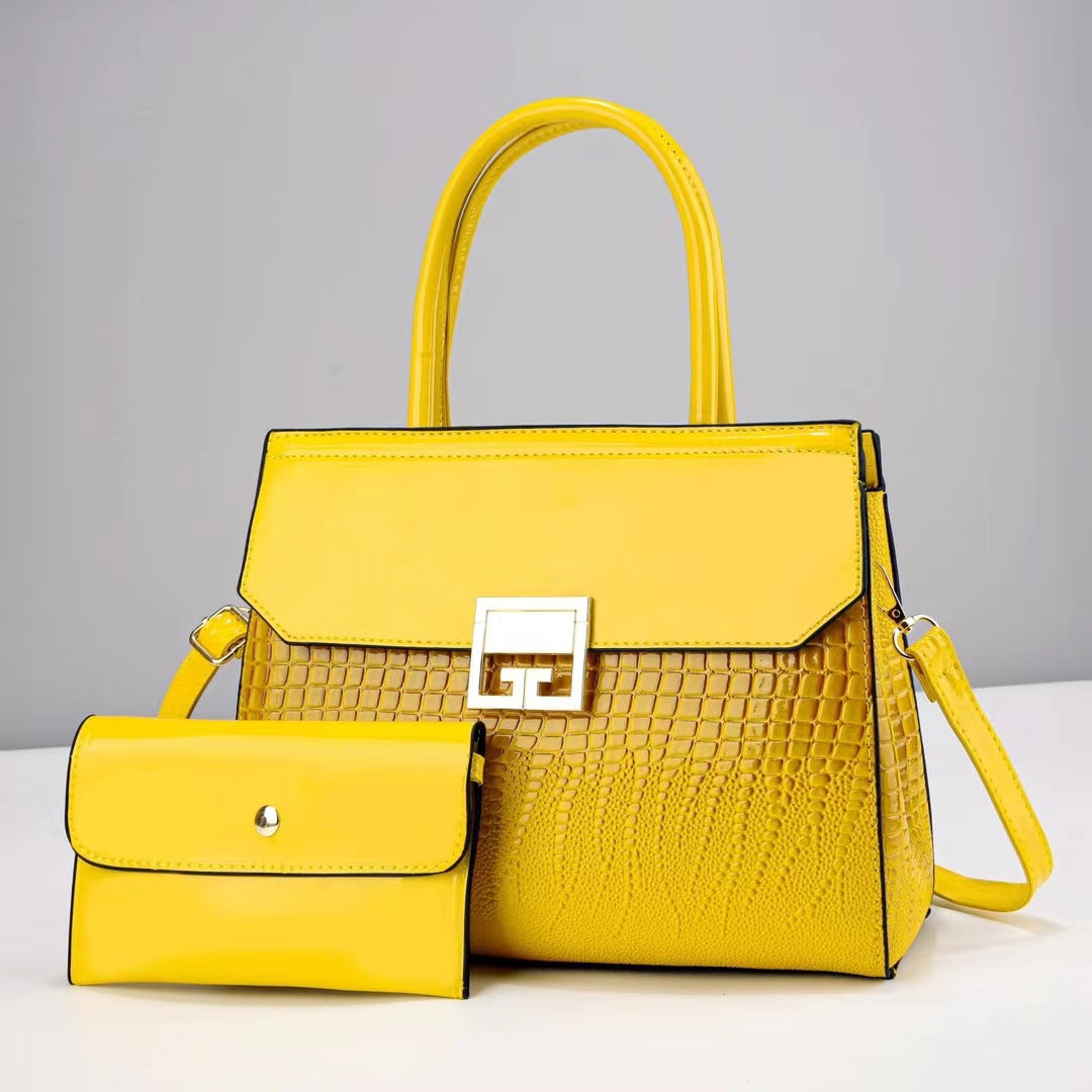 Damen Designer-Handtasche mit elegantem Kroko-Look und abnehmbarer Clutch Nord Taschen